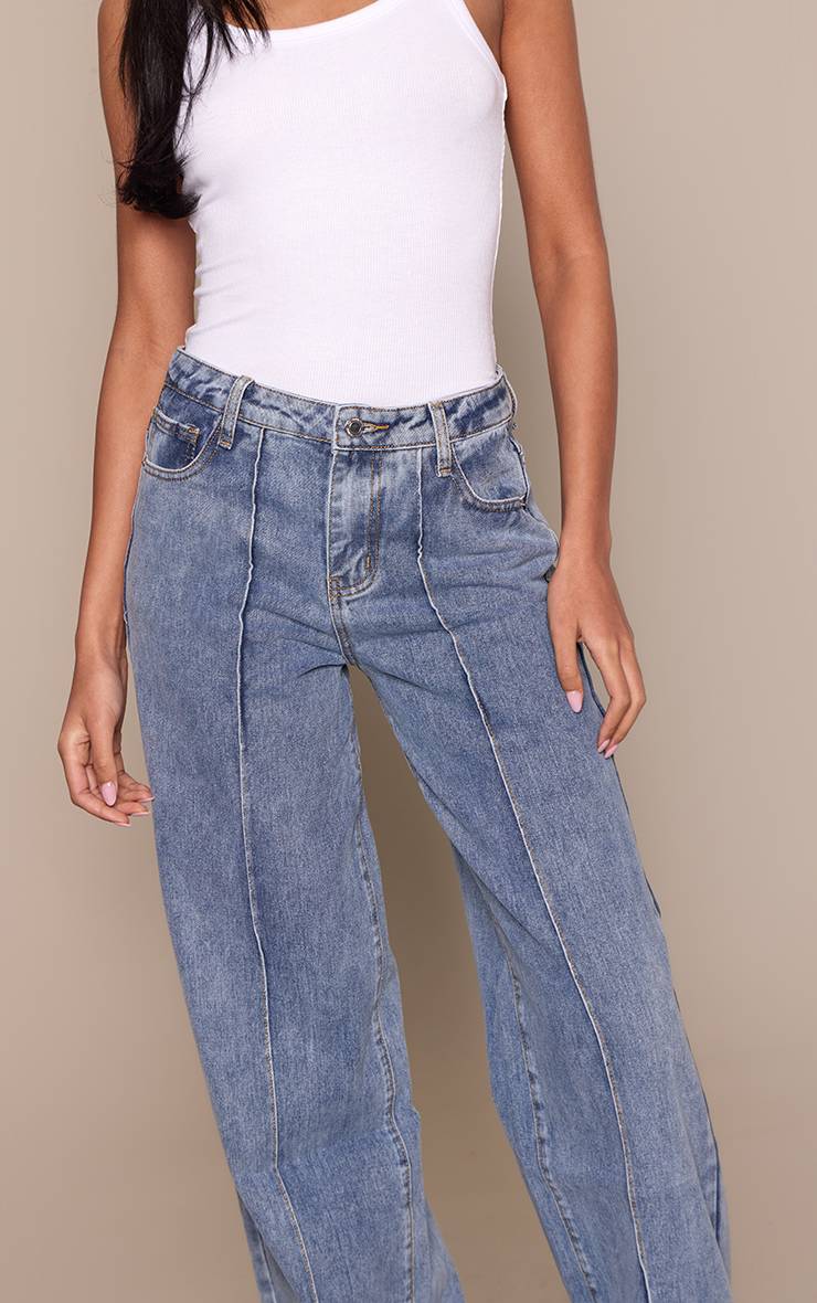 Vintage Mid Wash Jean Large À Coutures Pour Grande Taille