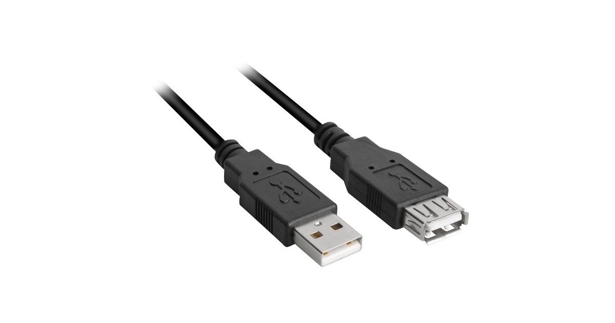 SharkoonUSB 2.0 verlengkabel  (Zwart, 3 meter, Dubbele afscherming)