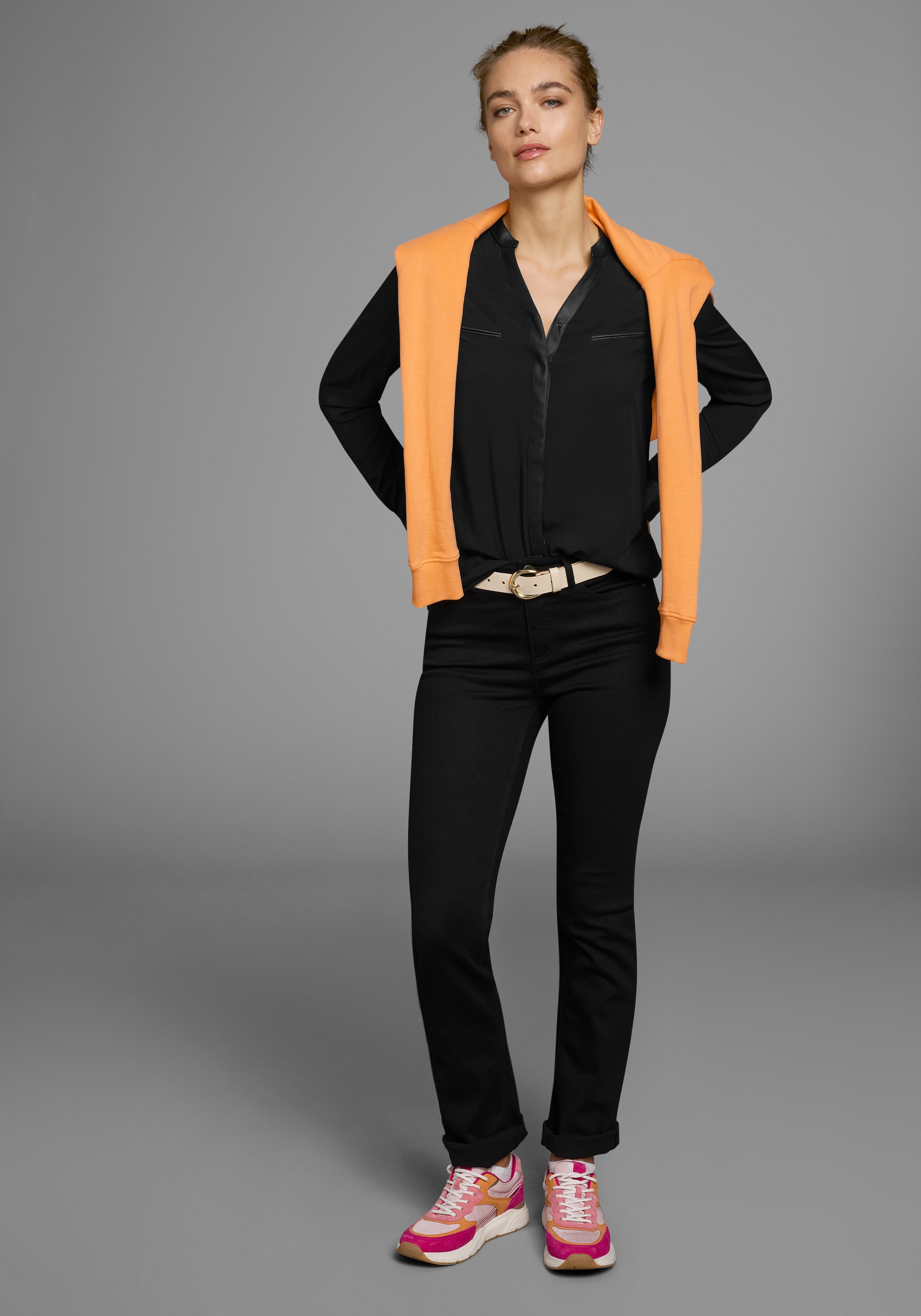 AJC Hemdbluse , mit Details aus Lederimitat