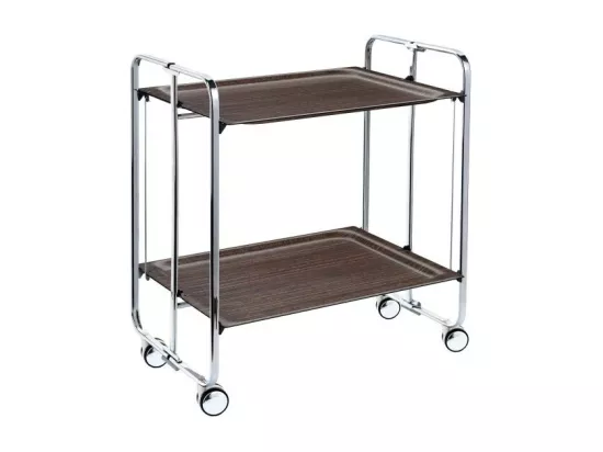 Table roulante pliante BAUHAUS, 2plateaux, châssis chromé