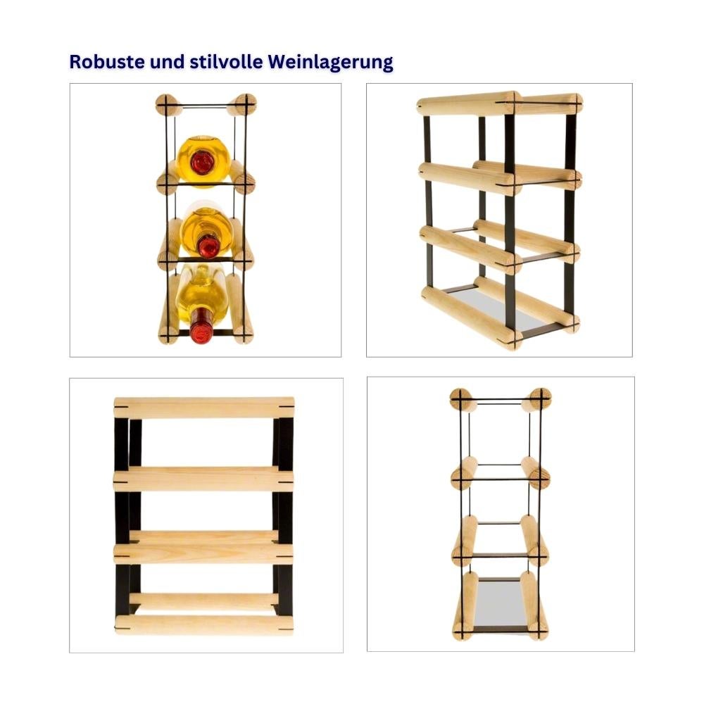 PROREGAL Modulair Wijnrek Vinotega Mod Metaal HxBxD 32,5 x 12,5 x 24,5 cm 1 x 3 Flessen Massief grenenhout Natuurlijk