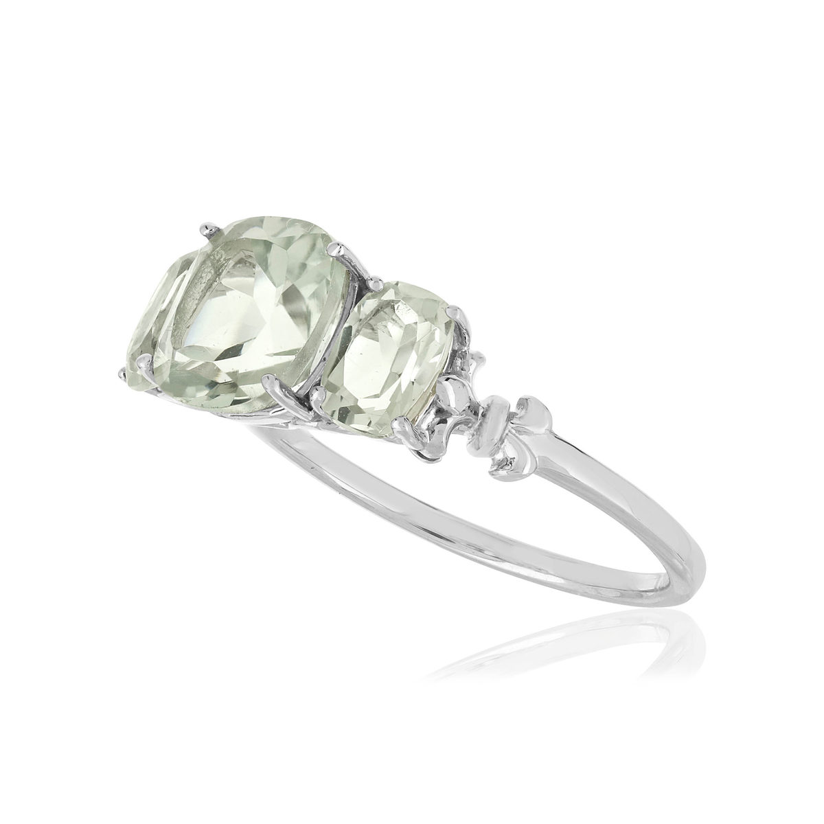 Bague or 375 blanc quartz verts