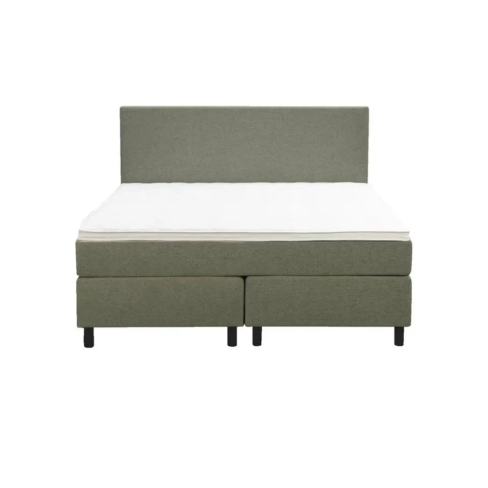 Boxspring Liv egaal - groen - 140x200 cm - ronde poot