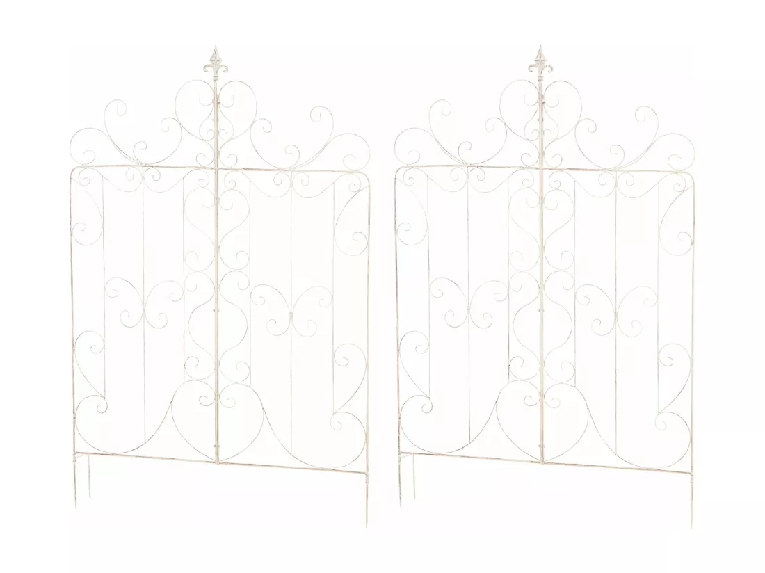 Lot de 2 treillis métal crème 99 x 1 x 133 cm 10_0003840