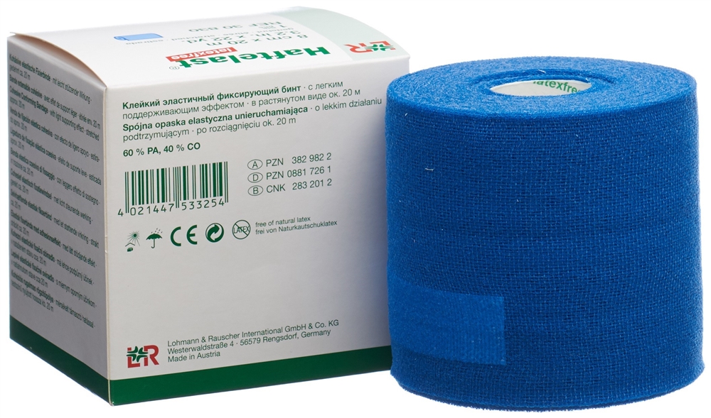 Haftelast latexfrei kohäsive Fixierbinde 8cmx20m blau 1 Stk