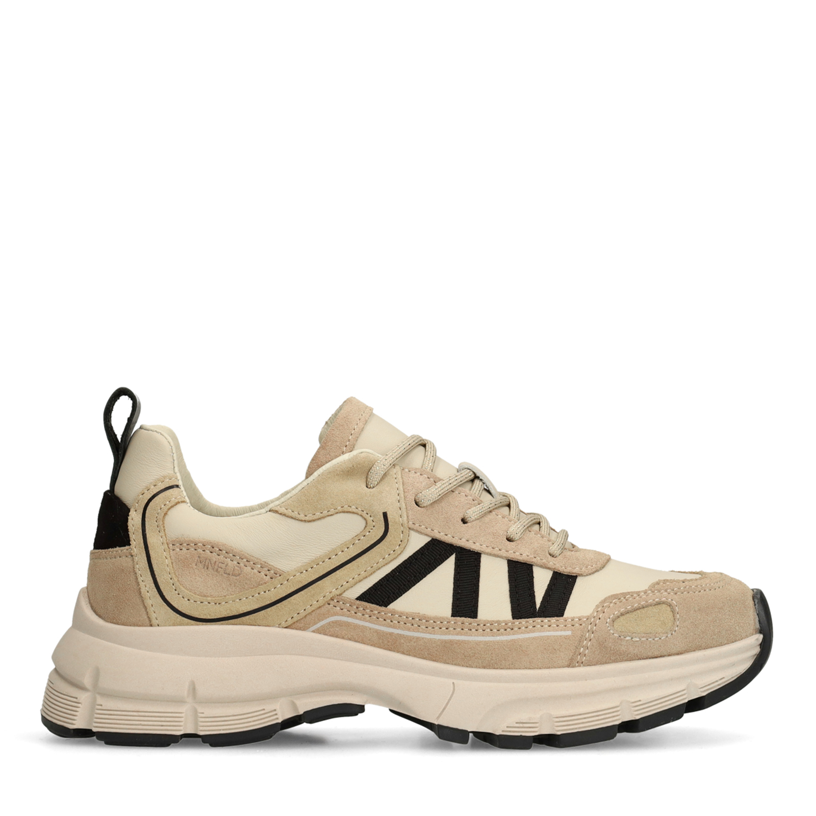Beige leren sneakers met suède details