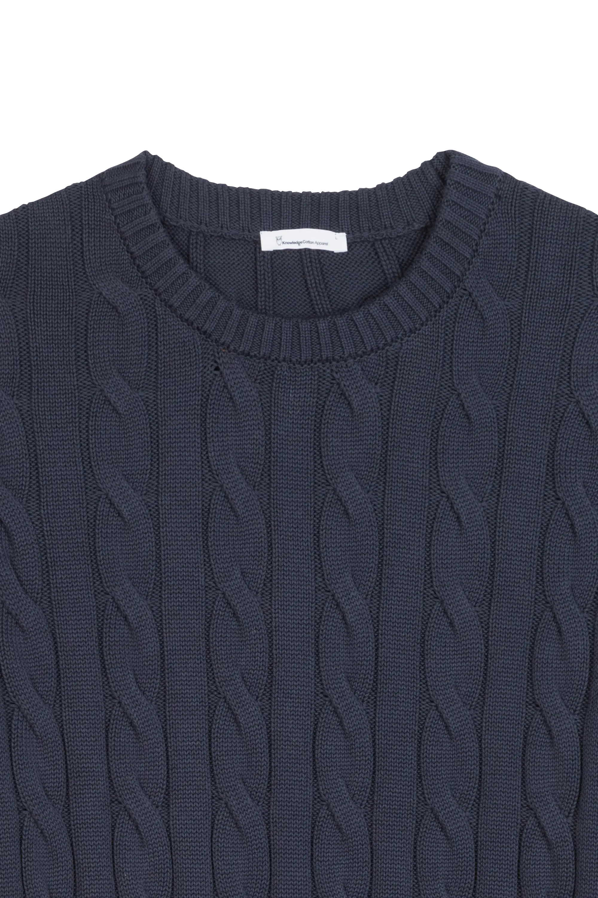 KNOWLEDGE COTTON APPAREL Pull droit col rond en coton biologique FIELD Bleu