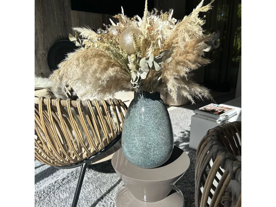 Now's Home - Vase En Metal Emaille Celadon Mouchete 20x20x30cm Iriz