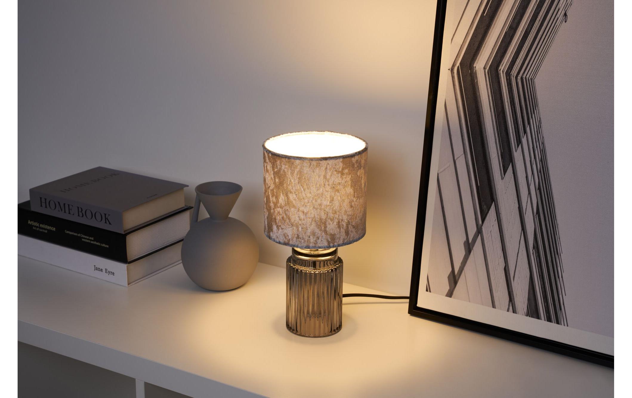 Tischleuchte Classy Velvet, E14, GrauSchreibtischleuchte aus Samt/Glas