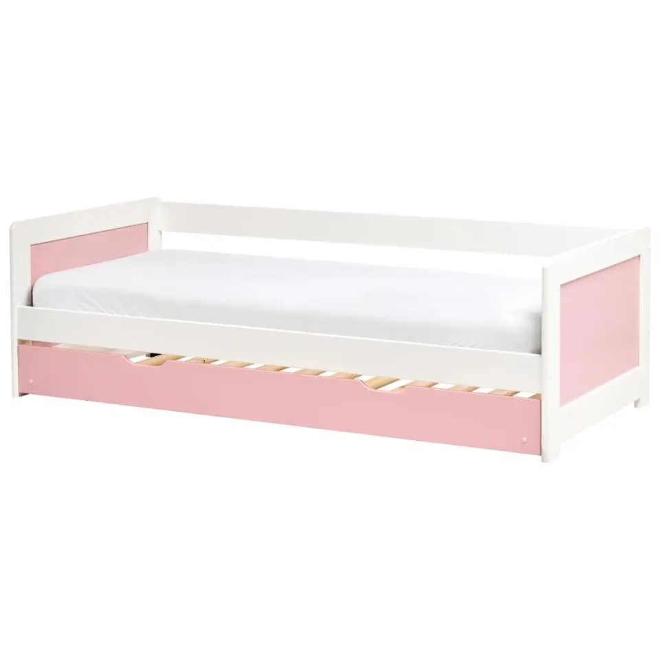GRAVELINES - Onderschuifbed - Roze - 90 x 200 cm - Dennenhout