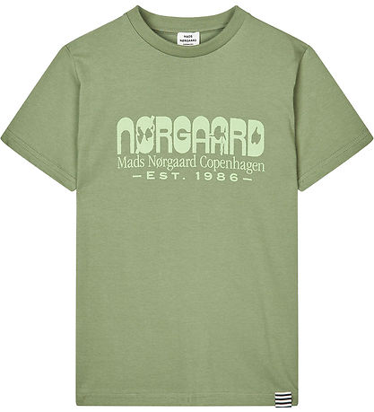 Mads Nørgaard T-Shirt - Bedruckt Thorlino - Öl Green m. Logo