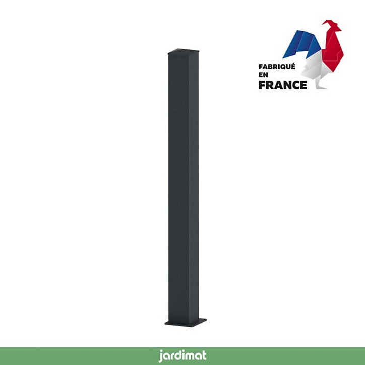 Poteau Jardimat aluminium gris noir - 15 x 15 x 175 cm