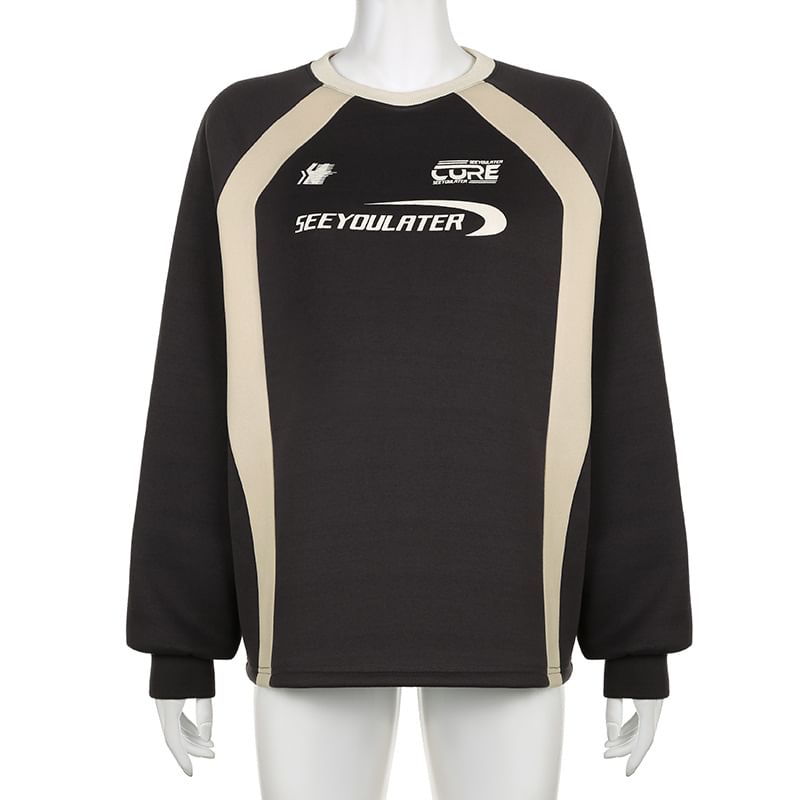 BrickBlack - Sweatshirt met ronde hals en raglanmouwen en fleecevoering