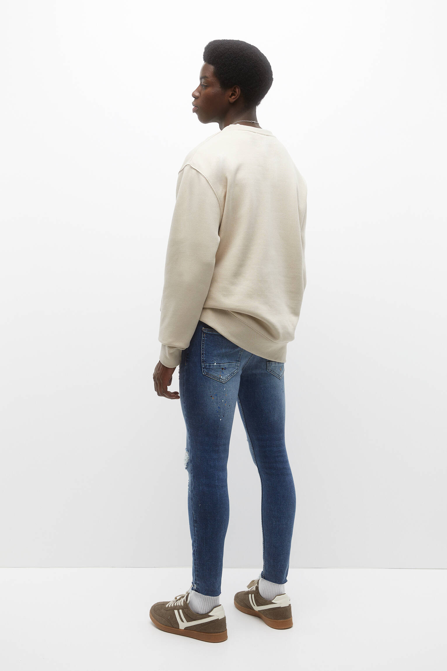 CALÇA JEANS CENOURA RASGADA - AZUL ESCURO