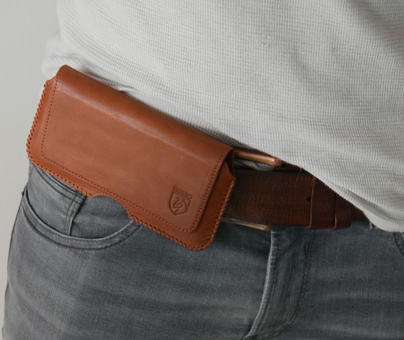 Rosso - Deluxe Hoesje Belt Case - Echt Leer - Medium - Bruin