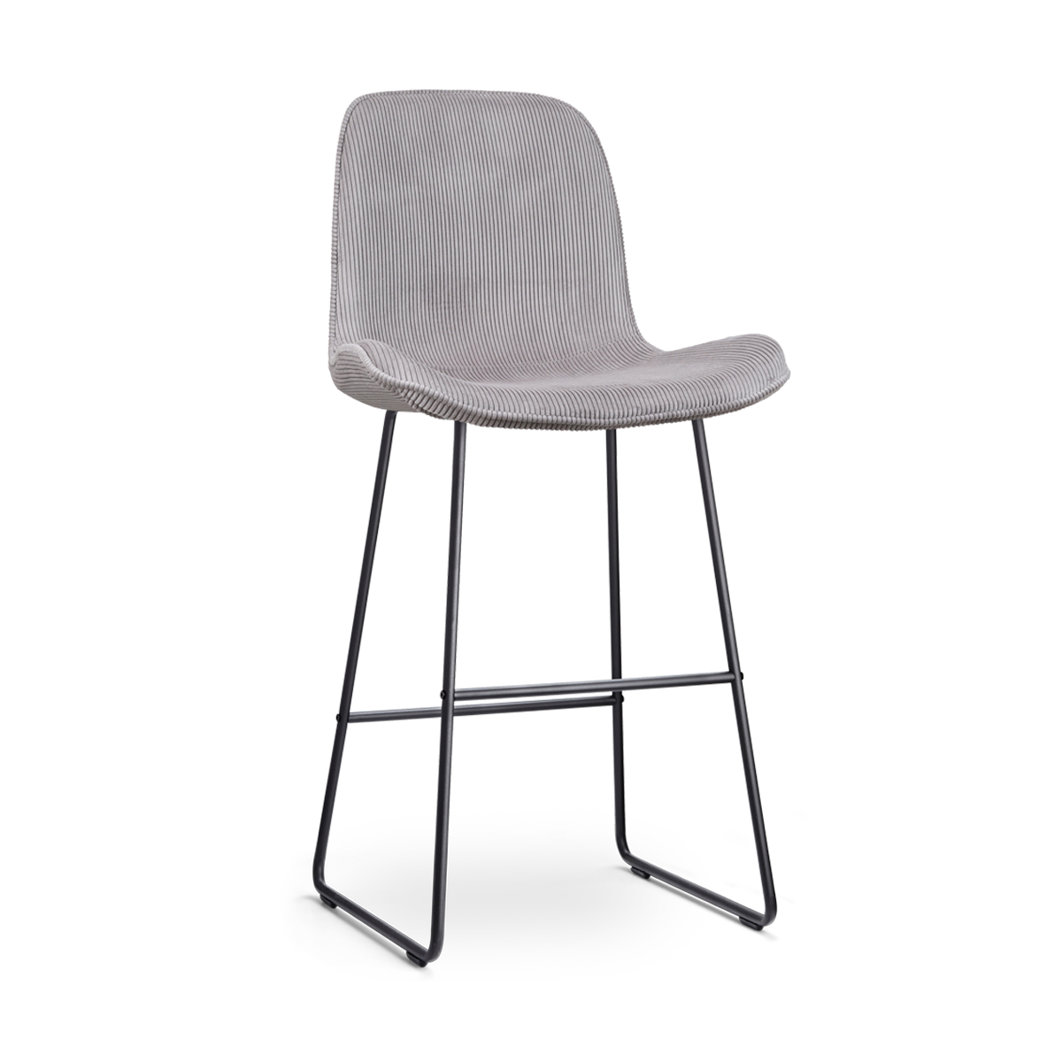 Barkruk Nino-Fé rib warm grijs - zwart onderstel - 75 cm