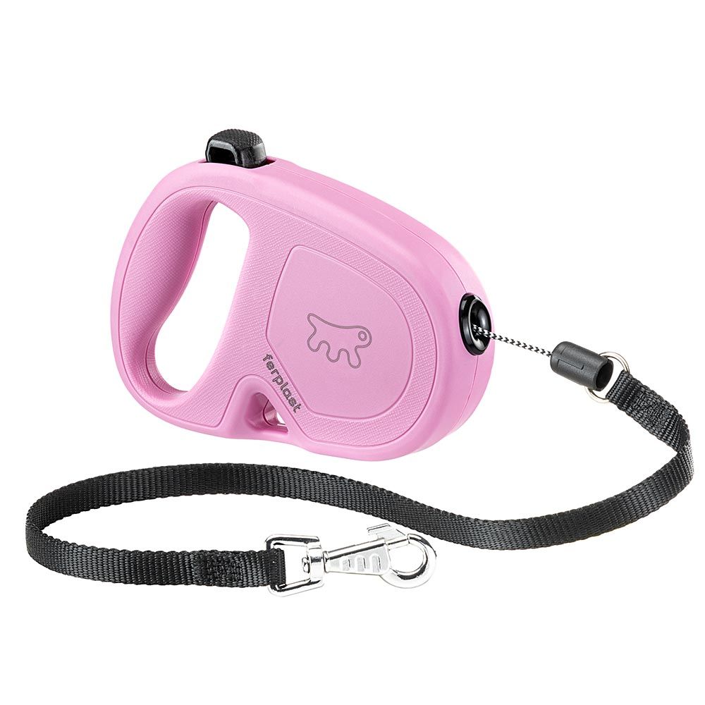 Laisse extensible pour chiens de taille moyenne flippy one cord s, cordon rétractable 4,5 m, max 12 kg, rose