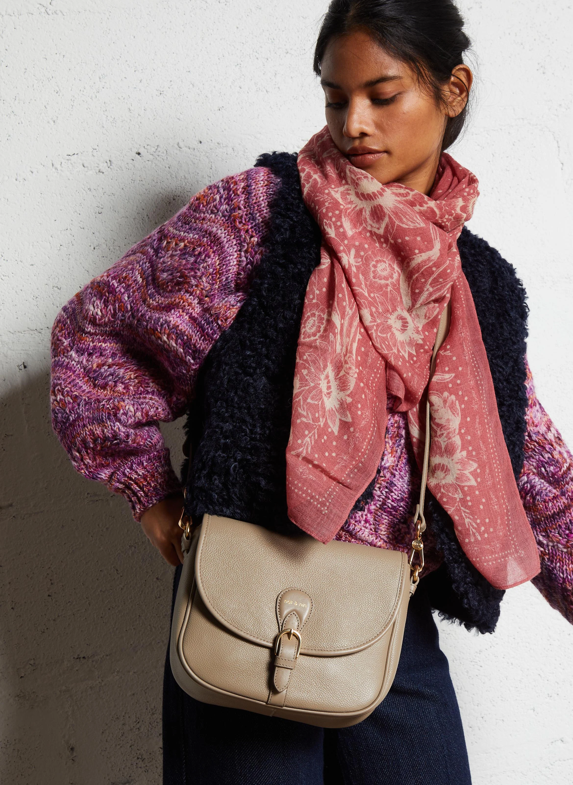 OLIVIA - Sac bandoulière besace en cuir | Gris