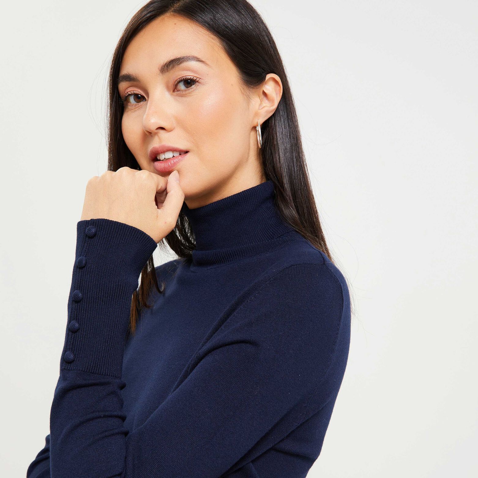 Pull col roulé femme