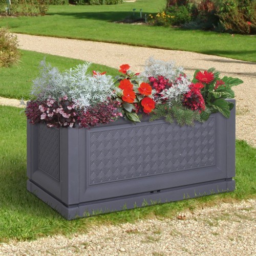 Vaso retangular para flores e hortaliças, cinza
