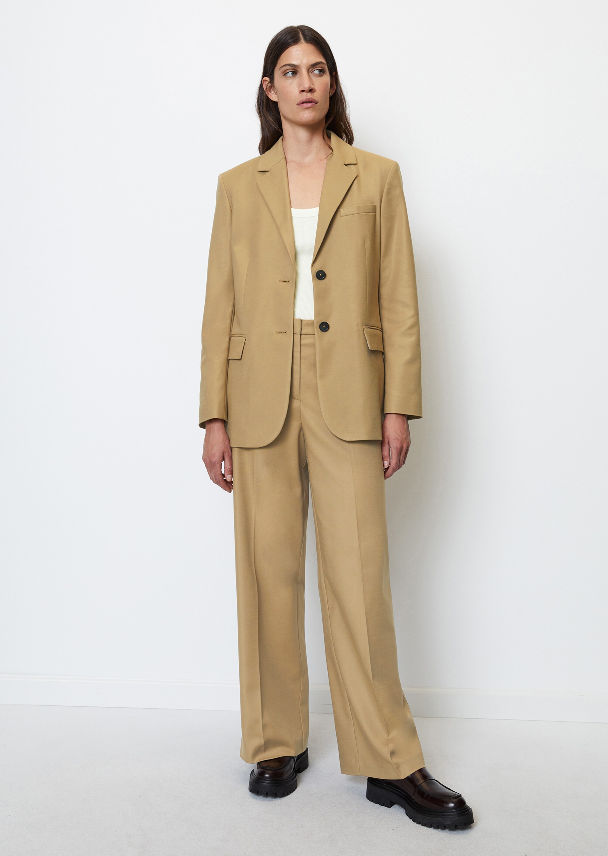 Oversize-Blazer mit Rückenschlitz aus Organic-Cotton-Viskose-Stretch