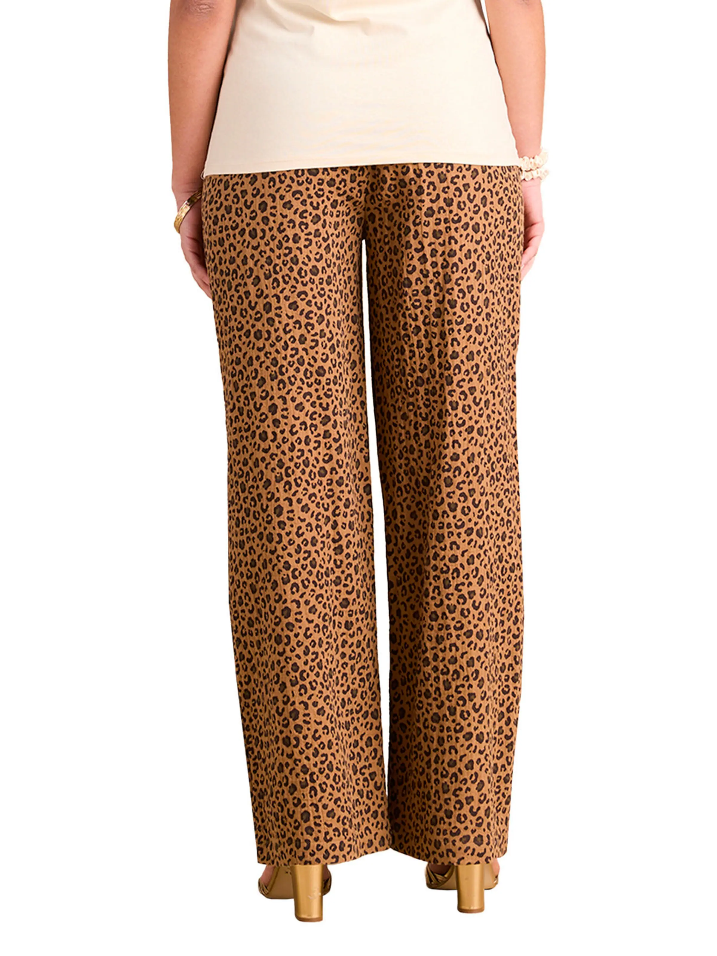 Envie de Fraise Weite Umstandshose aus Musselin mit Leoprint beige