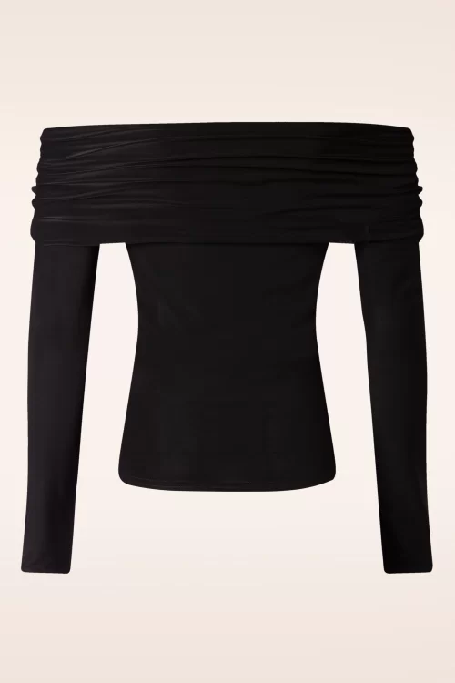Vintage Chic for Topvintage Vera Slinky Off Shoulder top in zwart