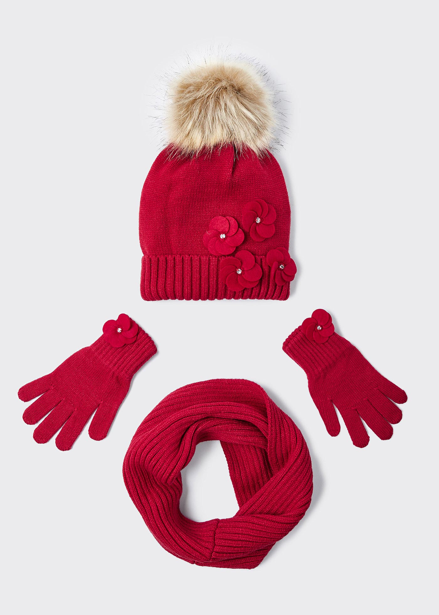 Conjunto de tricô de 3 peças para meninas