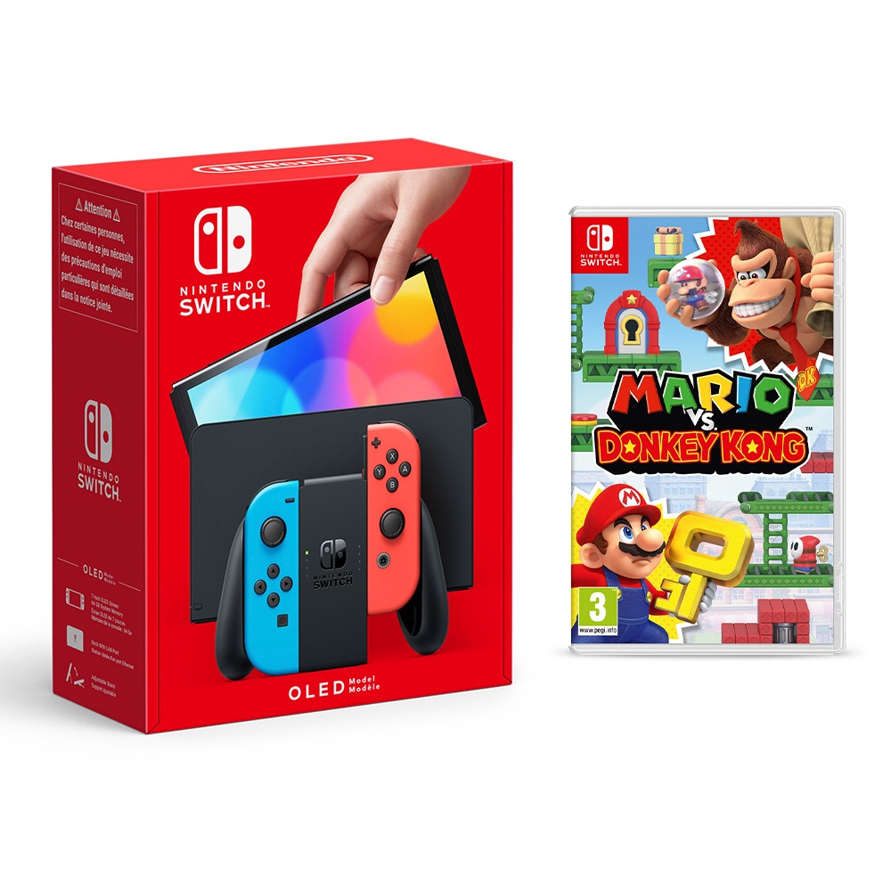 Nintendo Switch OLED Neon & Mario vs. Donkey Kong