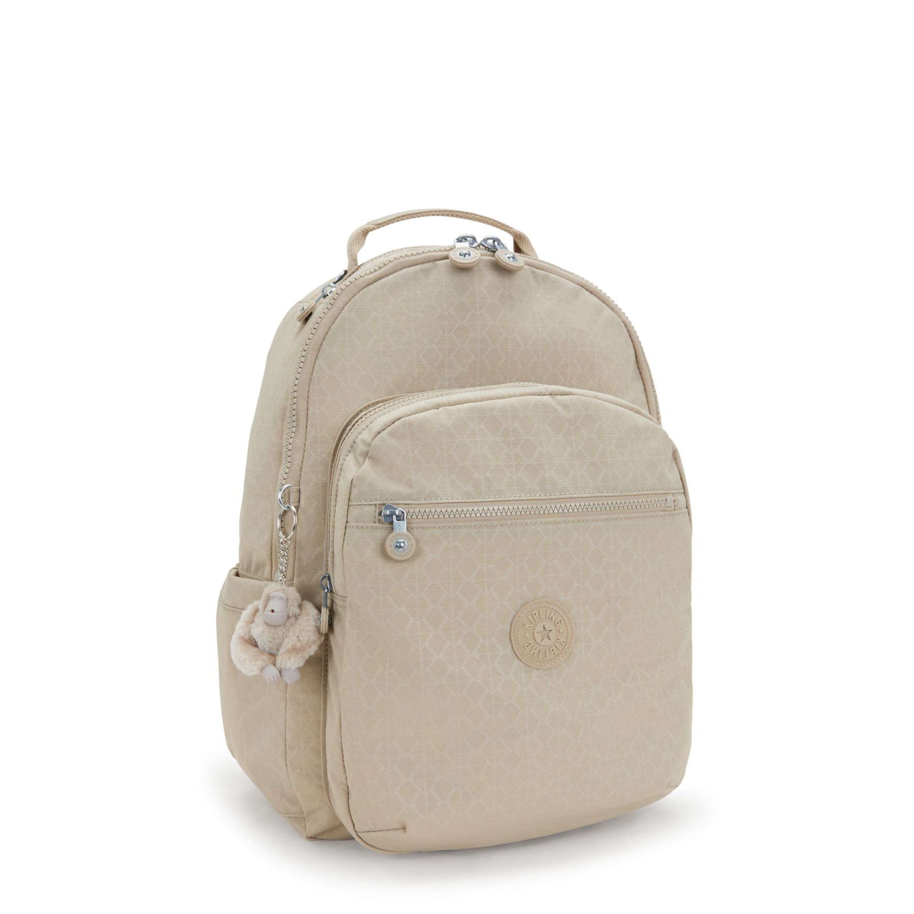 SEOUL Grand Sac à Dos avec Compartiment pour Ordinateur - Signature Beige Embossed