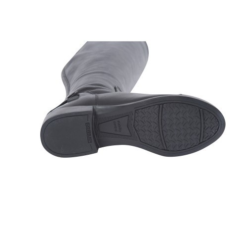 Botas de adestramento infantis unissex de cano alto em couro, pretas.
