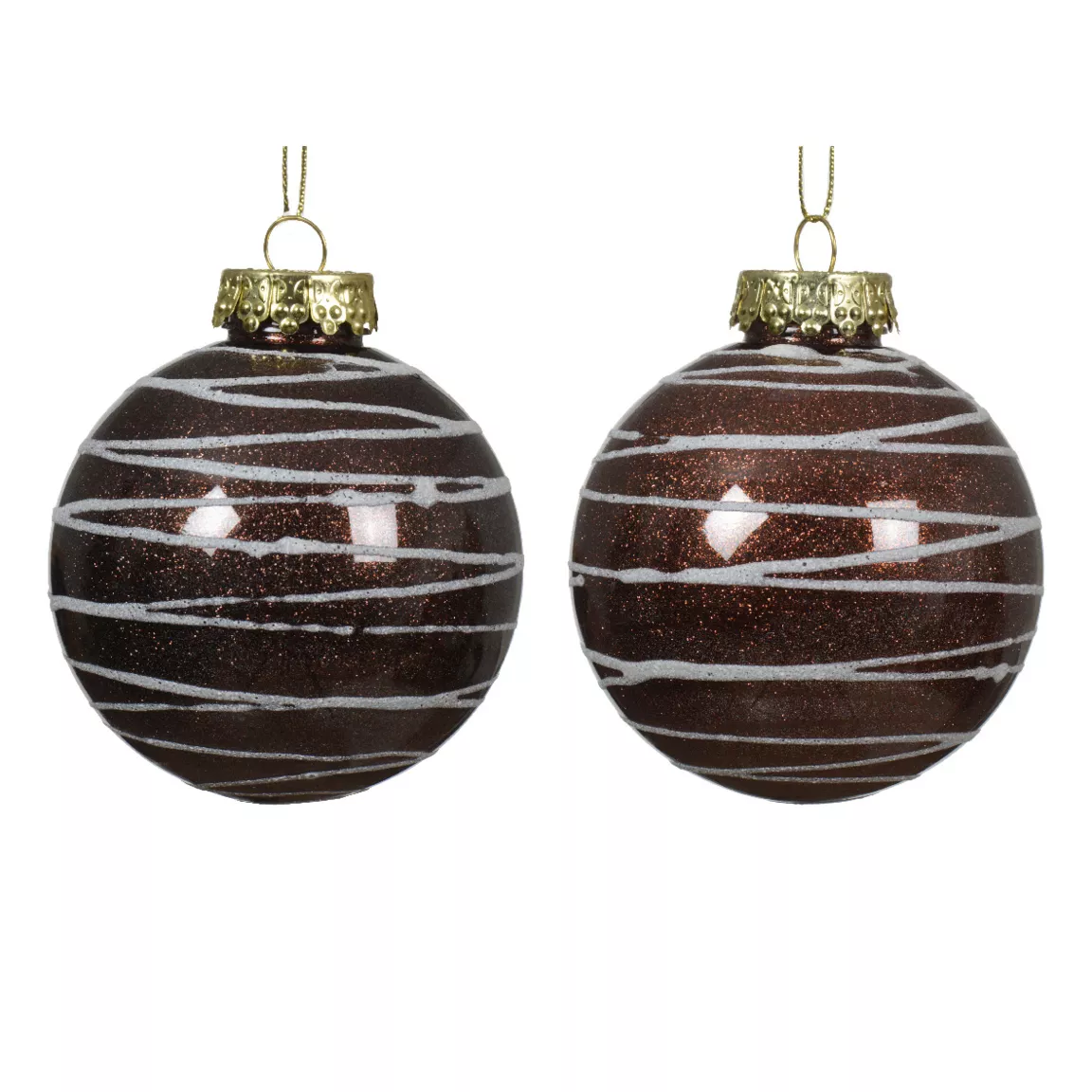 Lot de 12 boules de Noël (D80 mm) Gourmandise chocolatée