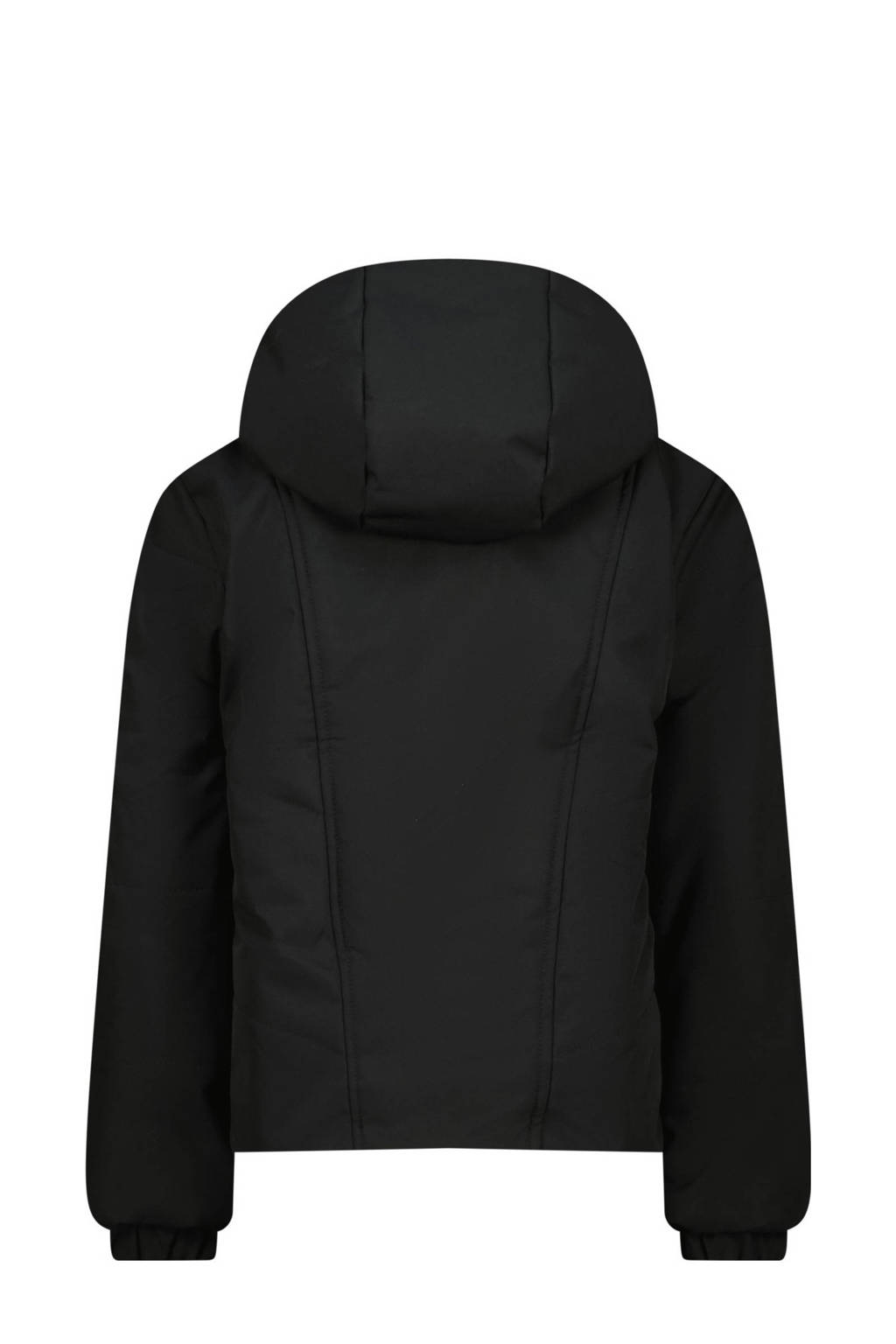 Vingino reversible gewatteerde imitatiebont winterjas Tabra met panterprint zwart/bruin