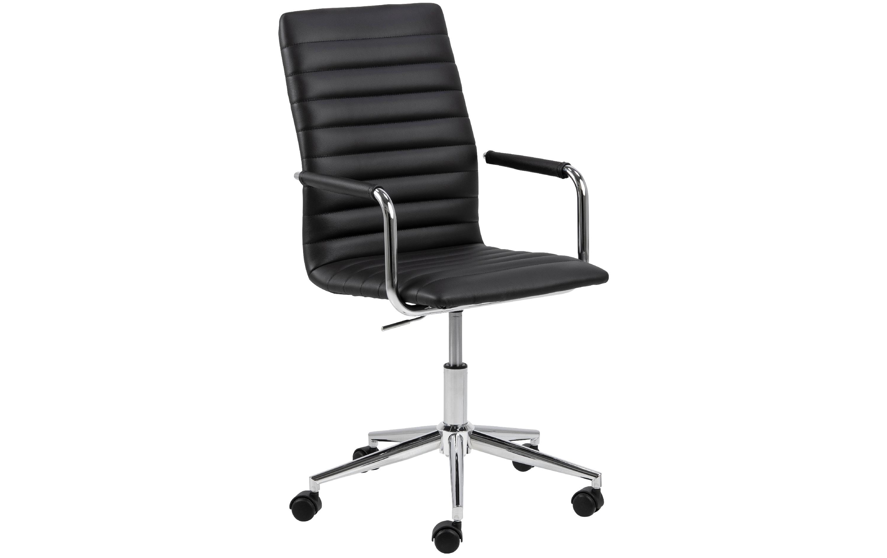 Bürostuhl Winslow, mit Polsterrücken und Armlehnen, Schwarz<br>Schreibtischstuhl im Leder look
