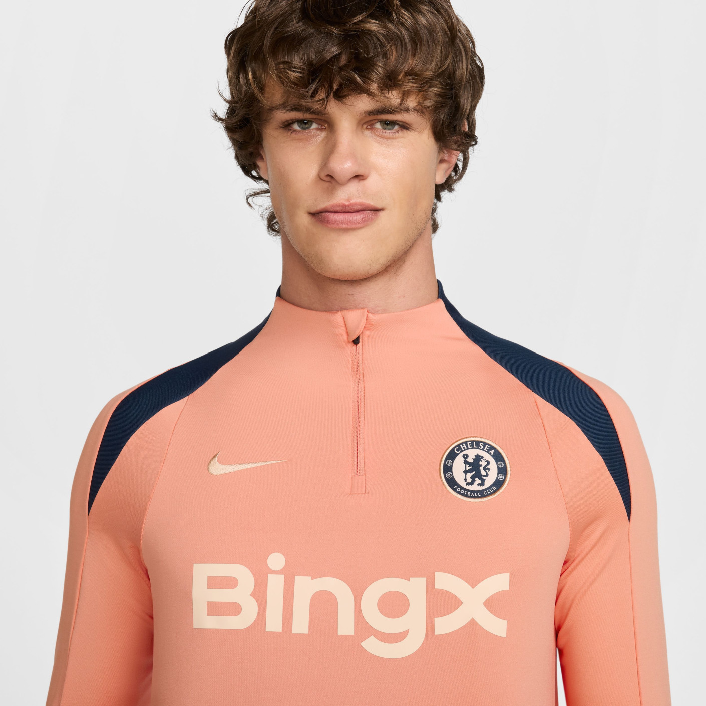 Nike Chelsea Strike Trainingspak 1/4-Zip 2024-2025 Lichtroze Donkerblauw Goud