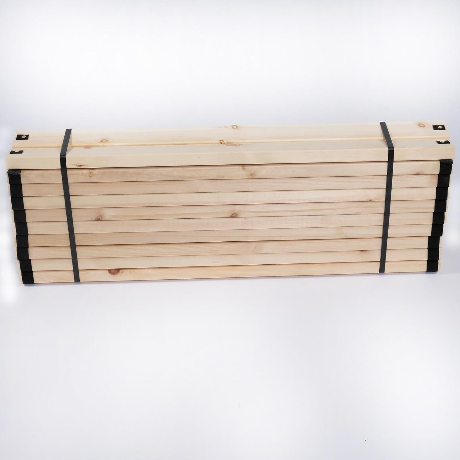 TUGA - Holztech metallfreier Rollrost Lattenrost Naturholz bis 300kg Flächenlast (Gurtband montiert, 140 x 200)