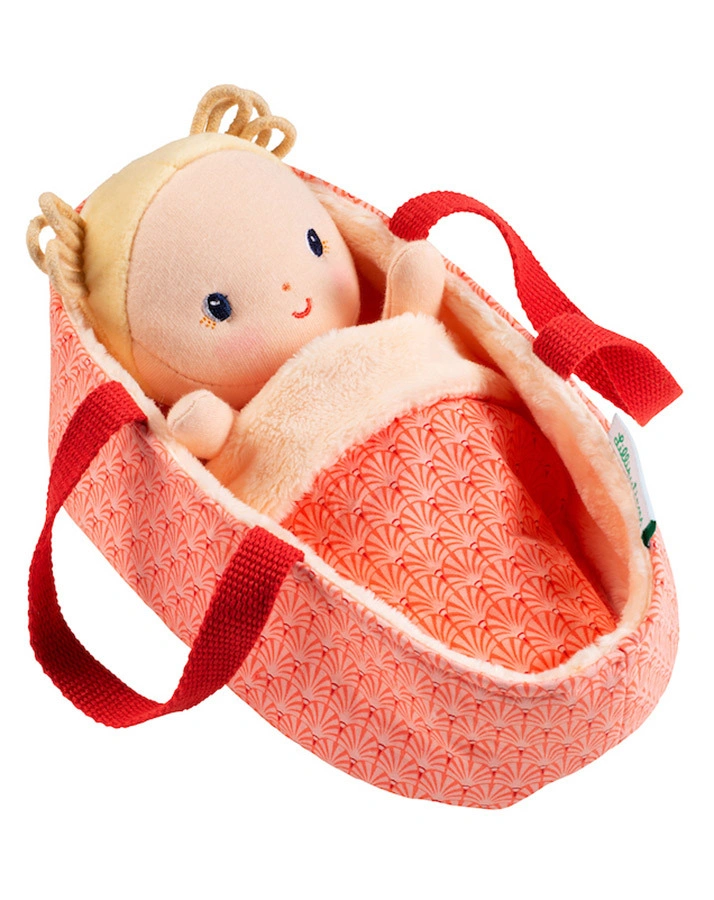 Stoff-Puppe BABY – ANAIS mit Tragekorb (22 cm) 5-teilig