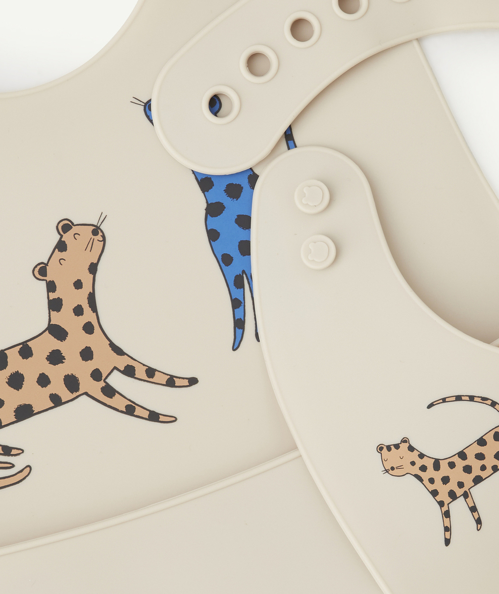 LIEWOODLOT DE 2 BAVOIRS EN SILICONE MOTIFS LÉOPARDS COLORÉS