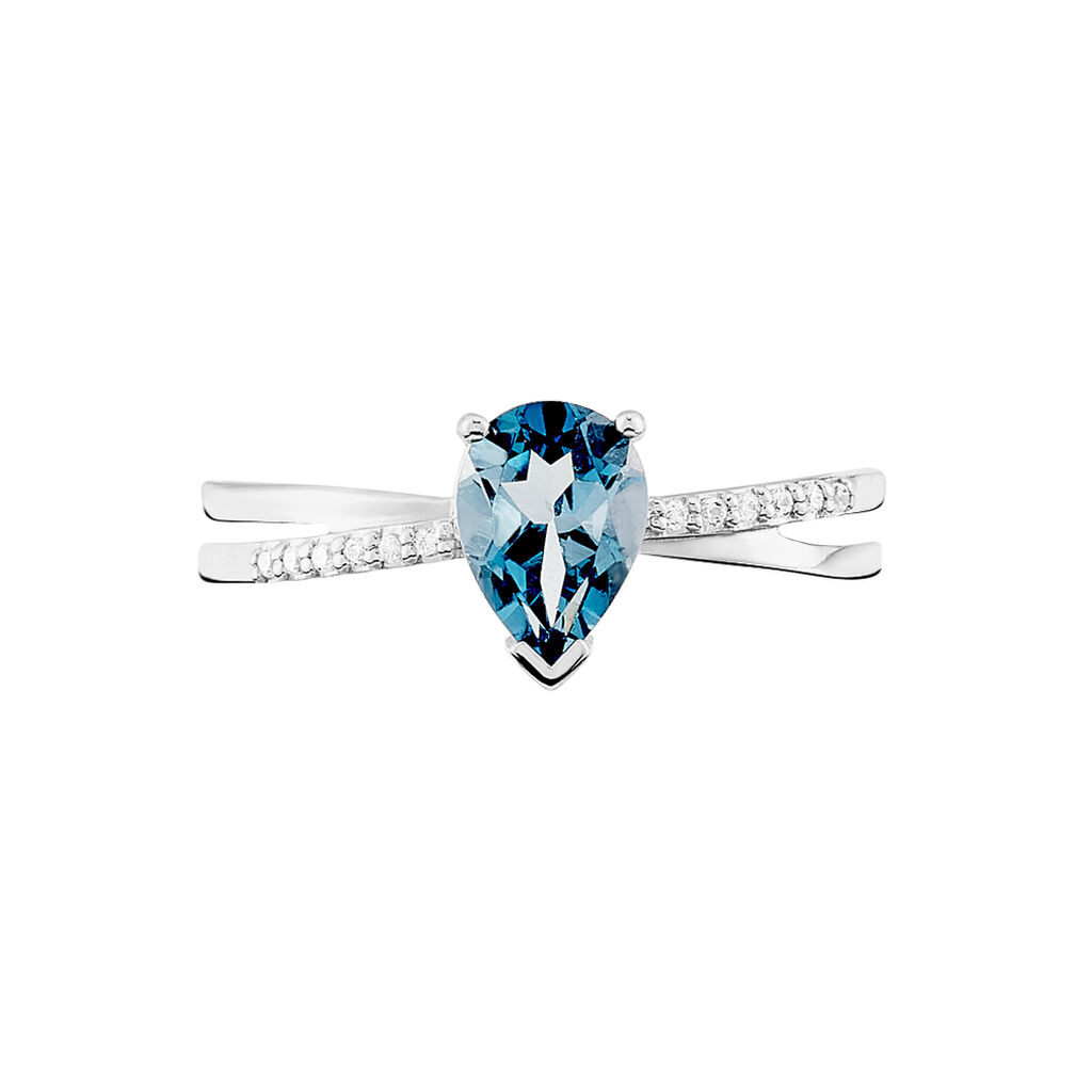 Bague Teresa Or Blanc Topaze Et Diamant