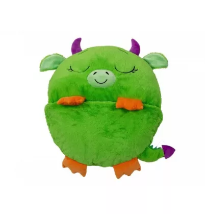 (170x70cm) 2in1 Kinder Camping Schlafsack Kuscheltier Decke mit Plüschtier Kissen - Drache