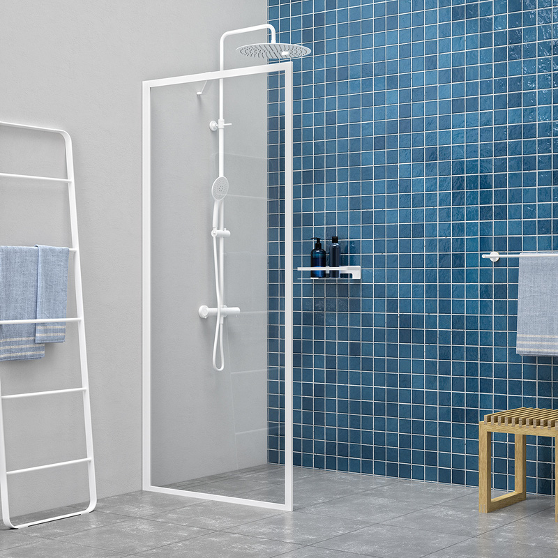 Sealskin Contour inloopdouche type A3 88x200 cm, 6 mm helder veiligheidsglas met antikalklaag mat wit