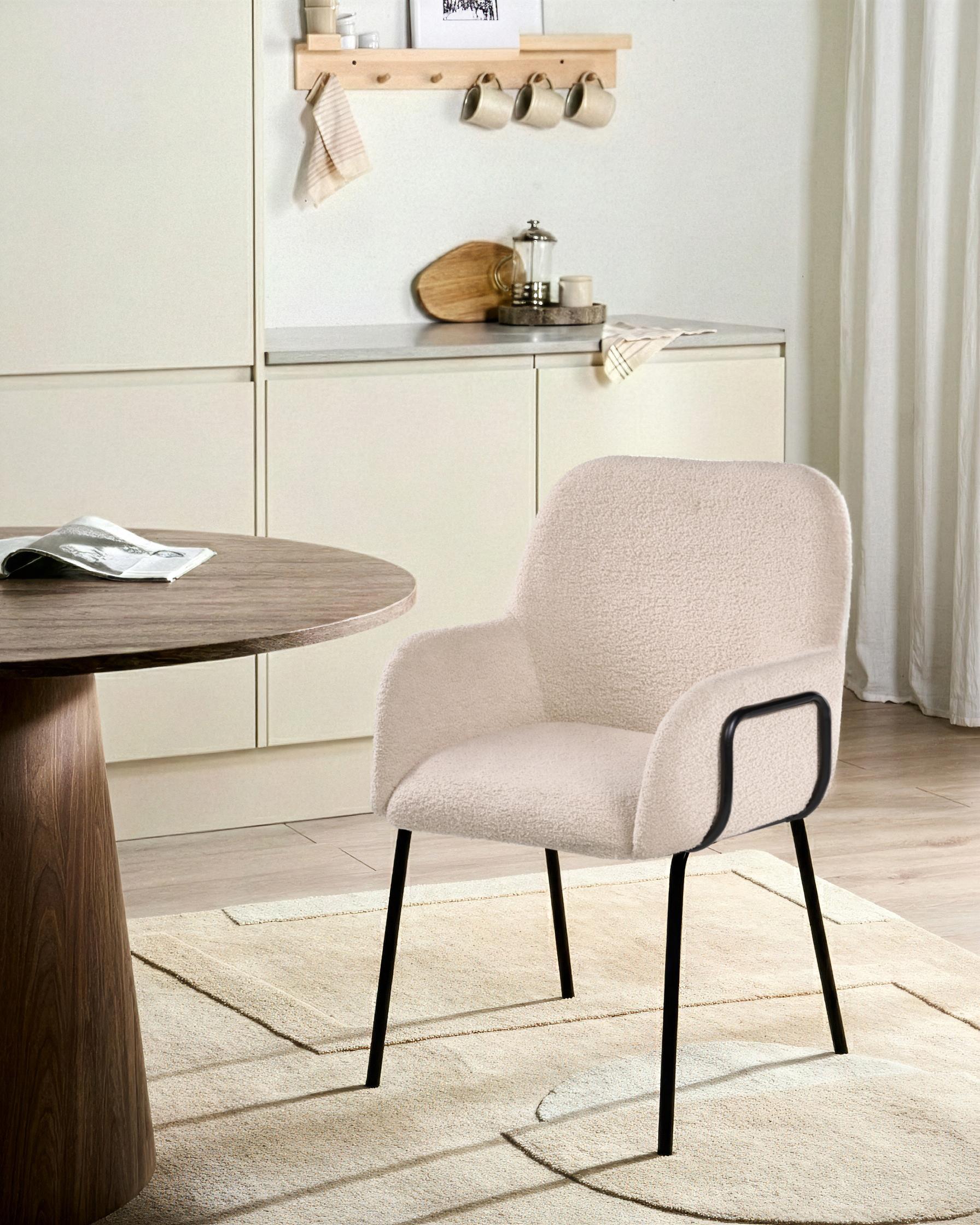 Eetkamerstoel ALGONA Bouclé Lichtbeige