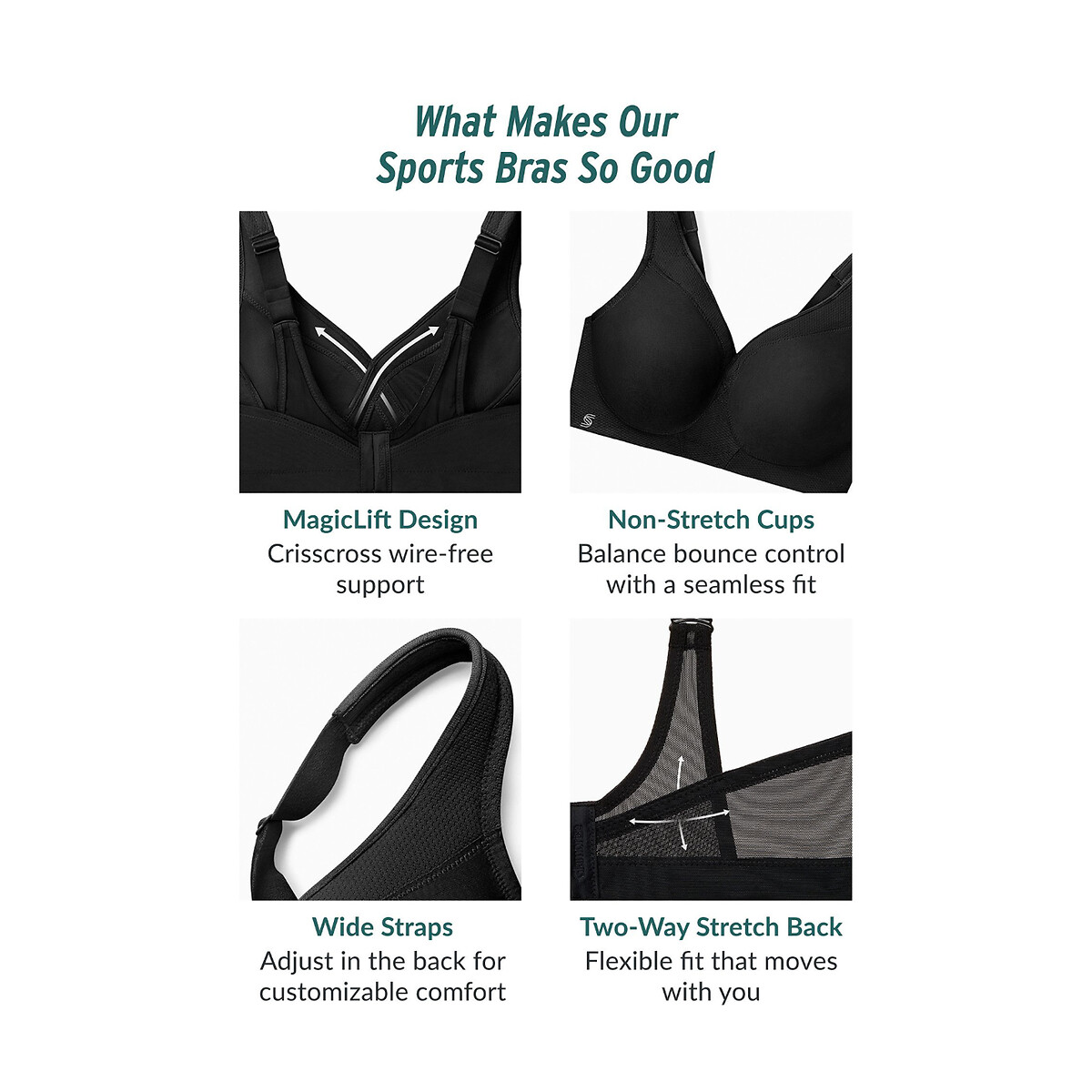 GLAMORISE<br>Sutiã esportivo sem aro Magic Lift