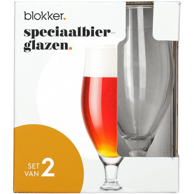 Blokker speciaal bierglas op voet - set van 2