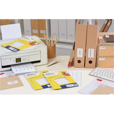 Avery - 120 Étiquettes scolaires blanches lignées bleu - 36 x 56 mm