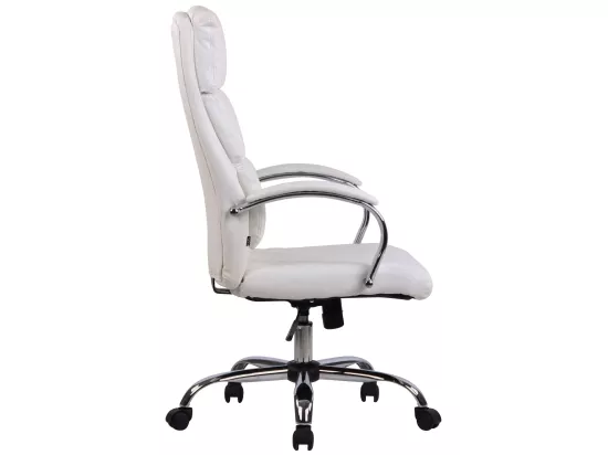 Chaise de bureau - Similicuir & Métal chromé - Blanc - Bradford