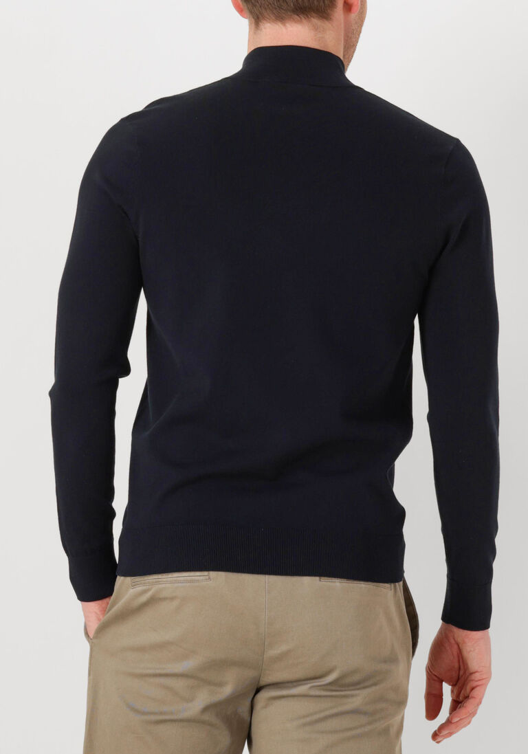 donkerblauwe profuomo trui half zip luxury basic