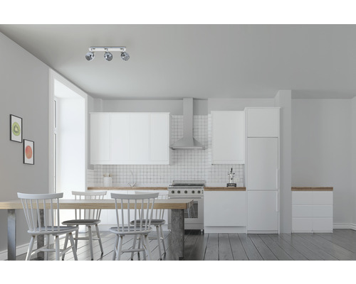 Plafondspot FLAIR, 3-lichts, 44 cm breed, ijzer/nikkel/satijn finish, rookglas
