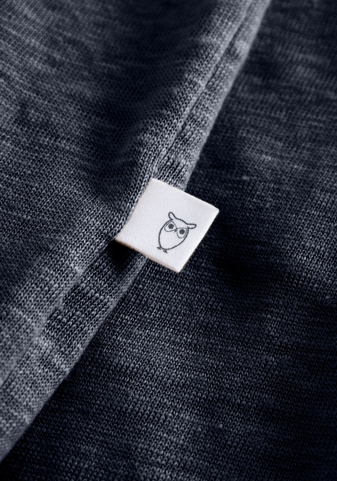 Knowledge Cotton Apparel Leinen Poloshirt Total Eclipse
