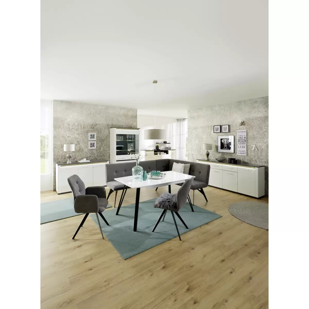 Highboard Alassio weiss,grau
